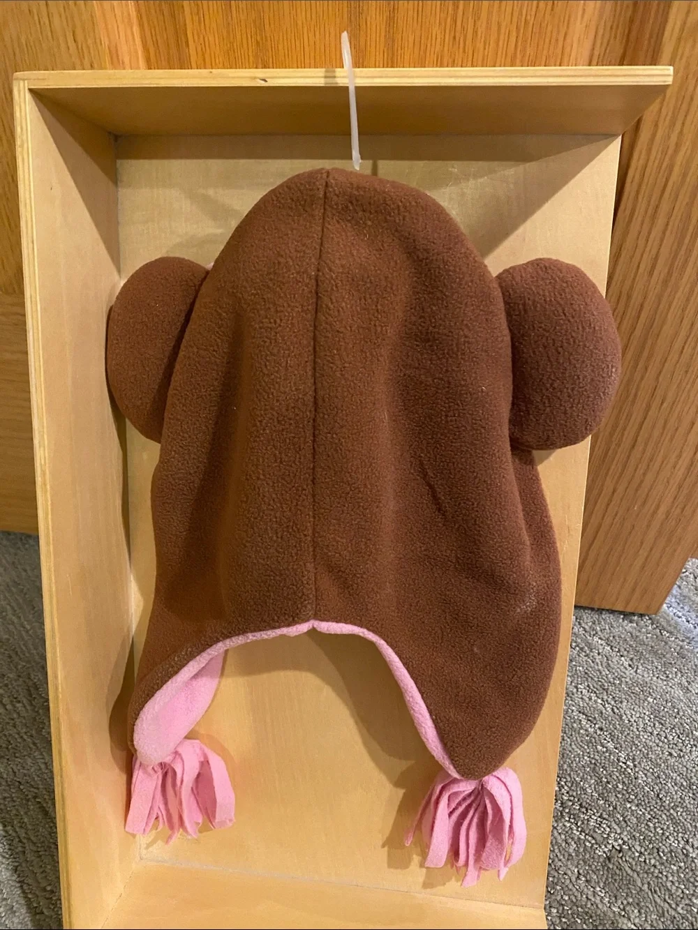 The Children's Place Brown and Pink Monkey Plush Earflap Hat